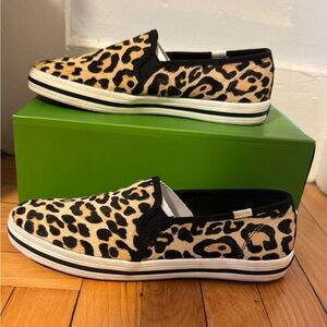 Kate Spade x Keds Leopard Calf Hair Slip-On Sneakers
